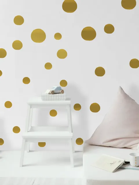 Gold Polka Dots Wall Decal Sticker