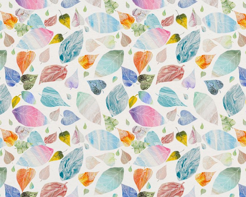 Colorful Leaf Pattern Wallpaper Mural