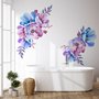 Aquarell Pink Blau Gardenia Blumenstrauß Wandtattoo