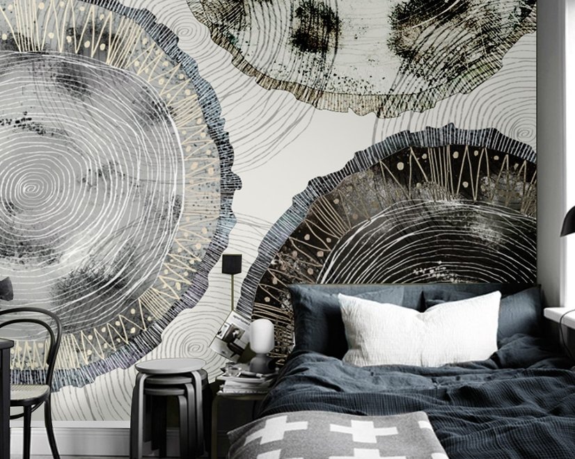 Watercolor Abstract Round Art Wallpaper Mural