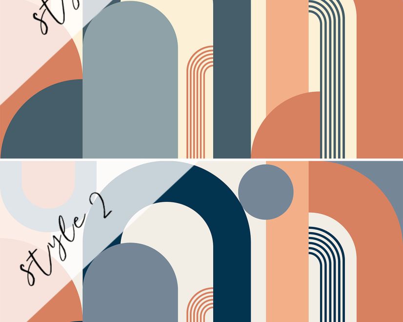 Geometric Arch with Shapes Wallpaper Mural