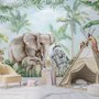 Animaux safari avec oursons papier peint panoramique