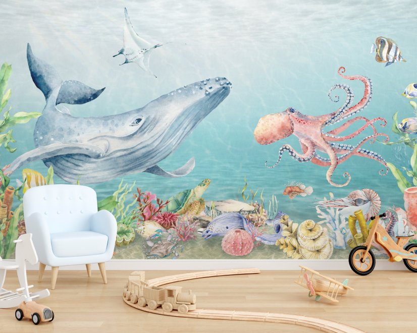 Kids Cute Whale Undersea Wallpaper Murals