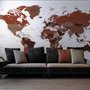 White and Brown Political World Map Wallpaper Mural