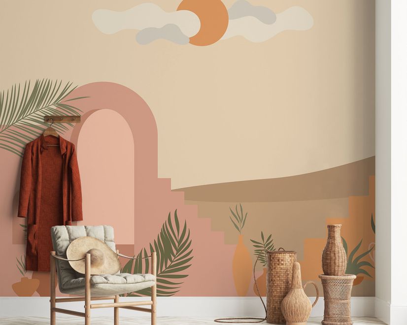 Abstract Desert Art with Stairs Wallpaper Mural