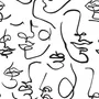 Abstract Charming Artistic Faces Wallpaper Mural