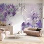 Purple Ornament Floral with Little Butterfly Wallpaper Mural