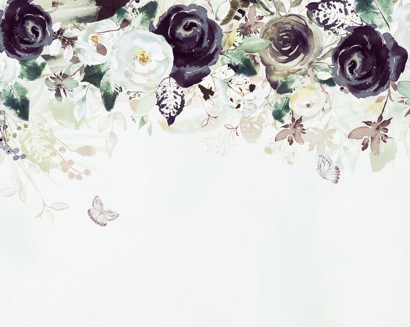 Dark Floral Art Wallpaper Mural