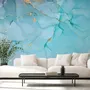 Light Blue Marble with Gold Look Splash Wallpaper Mural