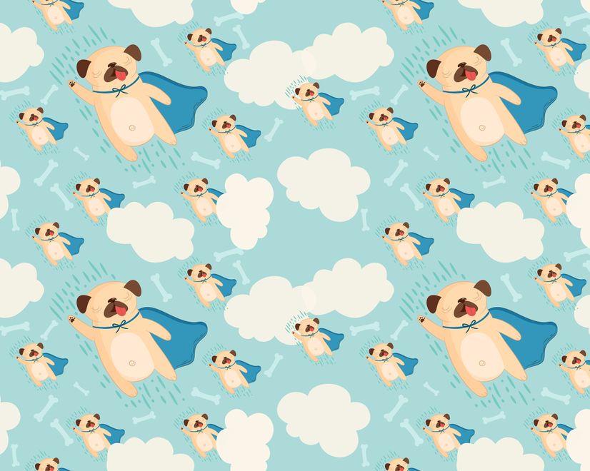 Cartoon Pet Dog Pattern Wallpaper Mural
