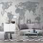 Vintage World Map with Old Hot Air Balloon Wallpaper Mural