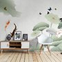 Aquarell Lotusblume und Schmetterlinge Fototapete