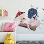 Cute Little Girl in the Forest with Colorful Butterfly Wall Decal Sticker