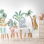 Kids Cute Safari Animal with Tropical Trees Wall Decal Sticker