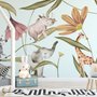 Fototapete Tropische Tiere im Kinderzimmer mit Blumen