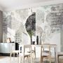 Geometric Pattern with Floral Wallpaper Mural